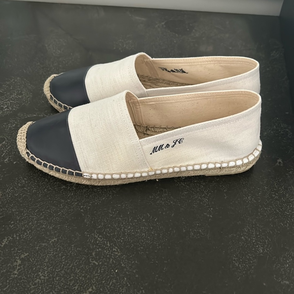 Navy and ivory espadrille